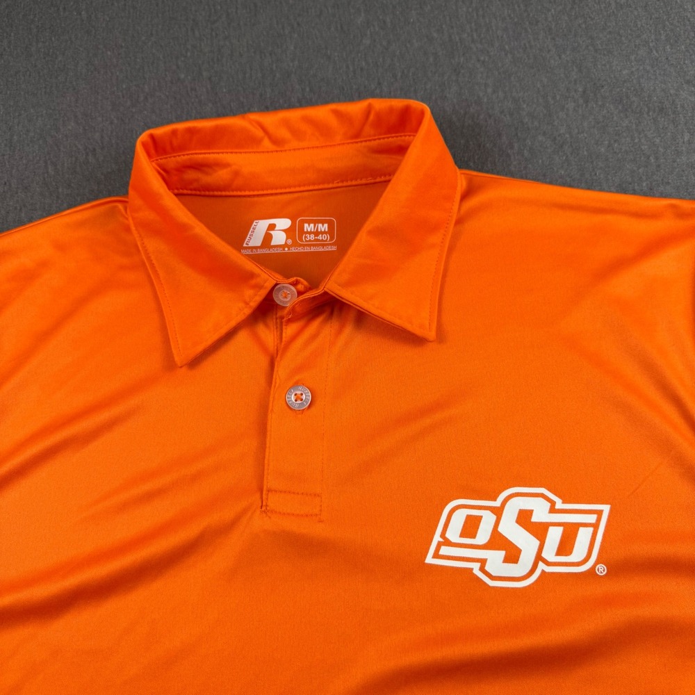 Russell Athletic Oklahoma State OSU Cowboys Polo Shirt Mens Medium‎ Orange 1977